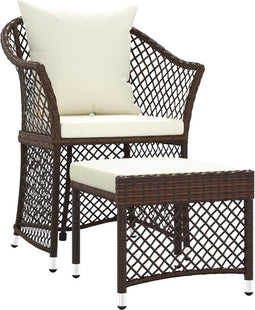 vidaXL - 2-delige - Loungeset - met - kussens - poly - rattan - bruin
