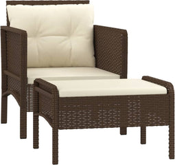 vidaXL - 2-delige - Loungeset - met - kussens - poly - rattan - bruin