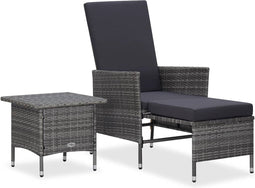 vidaXL - 2-delige - Loungeset - met - kussens - poly - rattan - grijs