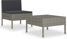 vidaXL - 2-delige - Loungeset - met - kussens - poly - rattan - grijs