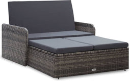 vidaXL - 2-delige - Loungeset - met - kussens - poly - rattan - grijs