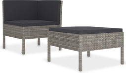 vidaXL - 2-delige - Loungeset - met - kussens - poly - rattan - grijs