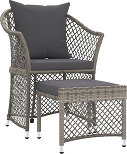 vidaXL - 2-delige - Loungeset - met - kussens - poly - rattan - grijs