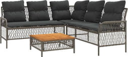 vidaXL - 2-delige - Loungeset - met - kussens - poly - rattan - grijs