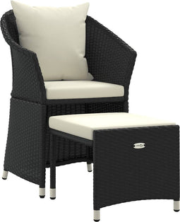 vidaXL - 2-delige - Loungeset - met - kussens - poly - rattan - zwart