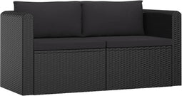 vidaXL - 2-delige - Loungeset - met - kussens - poly - rattan - zwart