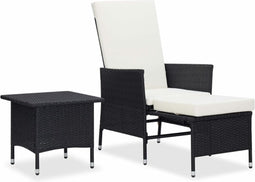 vidaXL - 2-delige - Loungeset - met - kussens - poly - rattan - zwart