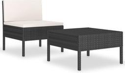 vidaXL - 2-delige - Loungeset - met - kussens - poly - rattan - zwart