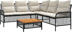 vidaXL - 2-delige - Loungeset - met - kussens - poly - rattan - zwart