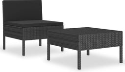 vidaXL - 2-delige - Loungeset - met - kussens - poly - rattan - zwart