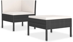 vidaXL - 2-delige - Loungeset - met - kussens - poly - rattan - zwart
