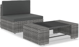 vidaXL - 2-delige - Loungeset - poly - rattan - grijs