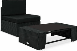 vidaXL - 2-delige - Loungeset - poly - rattan - zwart