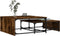 vidaXL - 2-delige - Salontafelset - bewerkt - hout - en - metaal - gerookt - eiken