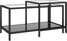 vidaXL - 2-delige - Salontafelset - gehard - glas - zwart