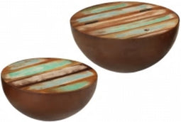 vidaXL - 2-delige - Salontafelset - komvormig - massief - gerecycled - hout