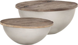 vidaXL - 2-delige - Salontafelset - komvormig - massief - mangohout