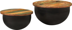 vidaXL - 2-delige - Salontafelset - massief - gerecycled - hout - zwart