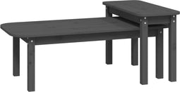 vidaXL - 2-delige - Salontafelset - massief - grenenhout - grijs