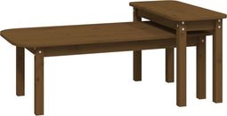 vidaXL - 2-delige - Salontafelset - massief - grenenhout - honingbruin