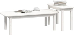 vidaXL - 2-delige - Salontafelset - massief - grenenhout - wit