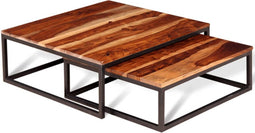 vidaXL - 2-delige - Salontafelset - massief - sheeshamhout