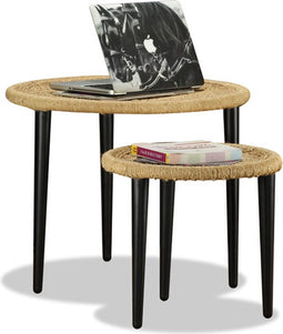 vidaXL - 2-delige - Salontafelset - natuurlijk - jute