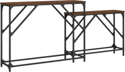 vidaXL - 2-delige - Tafeltjesset - bewerkt - hout - bruin - eikenkleur