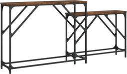 vidaXL - 2-delige - Tafeltjesset - bewerkt - hout - gerookt - eikenkleurig