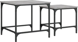 vidaXL - 2-delige - Tafeltjesset - bewerkt - hout - grijs - sonoma - eikenkleurig