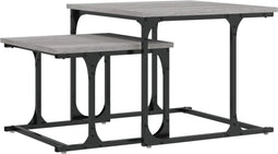 vidaXL - 2-delige - Tafeltjesset - bewerkt - hout - grijs - sonoma - eikenkleurig