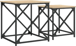 vidaXL - 2-delige - Tafeltjesset - bewerkt - hout - sonoma - eikenkleurig