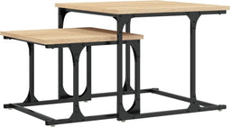 vidaXL - 2-delige - Tafeltjesset - bewerkt - hout - sonoma - eikenkleurig