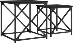 vidaXL - 2-delige - Tafeltjesset - bewerkt - hout - zwart