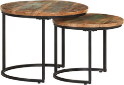 vidaXL - 2-delige - Tafeltjesset - massief - gerecycled - hout