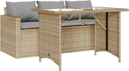 vidaXL - 2-delige - Tuinset - met - kussens - poly - rattan - beige
