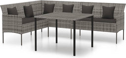 vidaXL - 2-delige - Tuinset - met - kussens - poly - rattan - grijs