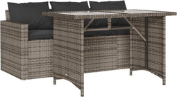 vidaXL - 2-delige - Tuinset - met - kussens - poly - rattan - grijs