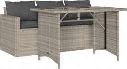 vidaXL - 2-delige - Tuinset - met - kussens - poly - rattan - lichtgrijs