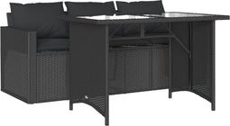 vidaXL - 2-delige - Tuinset - met - kussens - poly - rattan - zwart