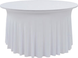 vidaXL - 2 - st - Tafelhoezen - stretch - met - rok - 180x74 - cm - wit