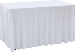 vidaXL - 2 - st - Tafelhoezen - stretch - met - rok - 183x76x74 - cm - wit