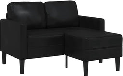 vidaXL - 2-zitsbank - met - ligstoel - L-vormig - 125 - cm - kunstleer - zwart