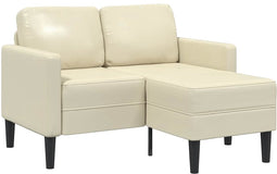 vidaXL - 2-zitsbank - met - ligstoel - L-vormig - crèmekleurig - 125 - cm - kunstleer