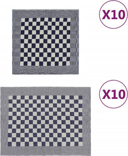 vidaXL - 20-delige - Keukendoekenset - katoen - blauw - en - wit