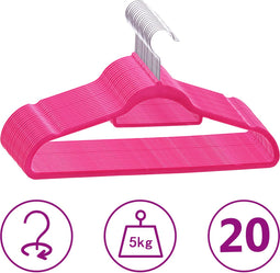 vidaXL - 20-delige - Kledinghangerset - anti-slip - fluweel - roze