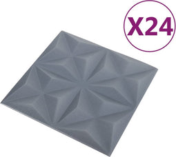 vidaXL - 24 - st - Wandpanelen - 3D - origami - 6 - m² - 50x50 - cm - grijs