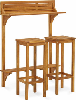 vidaXL - 3-delige - Balkonbarset - massief - acaciahout