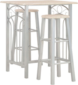 vidaXL - 3-delige - Barset - hout - en - staal