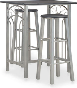 vidaXL - 3-delige - Barset - hout - en - staal - zwart